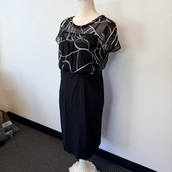 Style & Co Women’s Sleeveless Sheer Top Black & White Knee Length Dress Size 6 - Picture 4 of 11